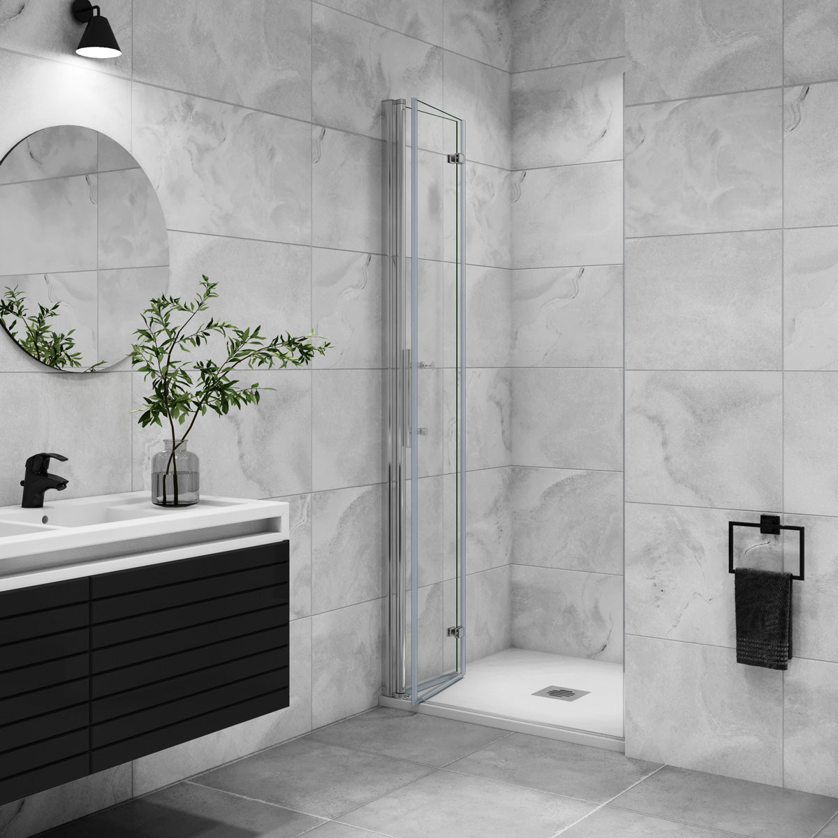 Dusche Falttür Glas 100 cm Dreh-Falttür 2-teilig für Nische H.197 cm