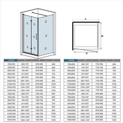 Duschkabine Falttür Drehfalttür Glas