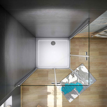 90x90 80x80 Eckeinstieg Falttür Eckdusche Duschkabine Drehfalttür Glas Höhe: 185cm