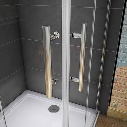 90x90 80x80 Eckeinstieg Falttür Eckdusche Duschkabine Drehfalttür Glas Höhe: 185cm