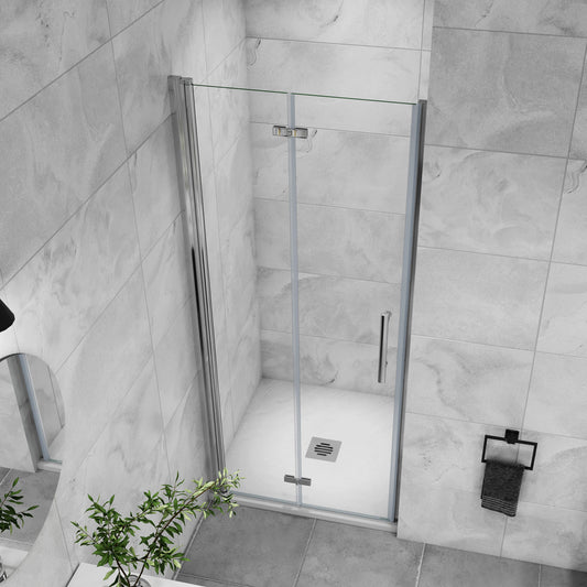 Dusche Falttür Glas 90 cm Dreh-Falttür 2-teilig für Nische H.197 cm