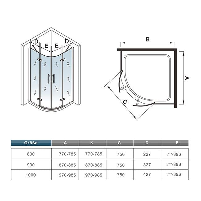 Duschkabine Falttür Drehfalttür Glas