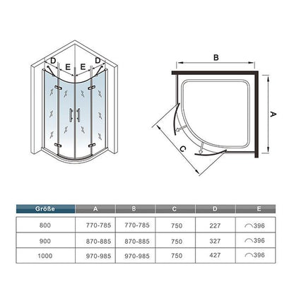 Duschkabine Falttür Drehfalttür Glas
