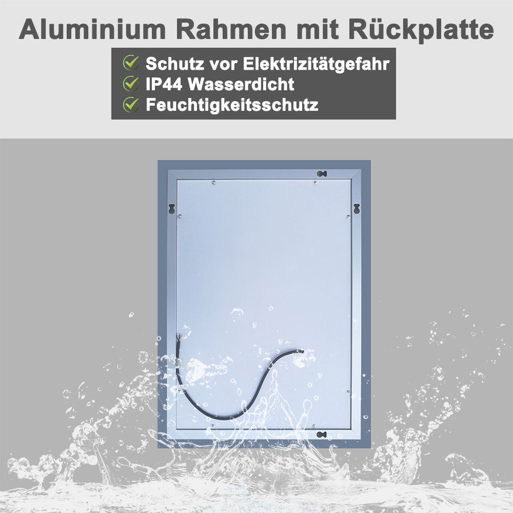 45×60 50×70 cm LED Badspiegel Wandspiegel mit Beleuchtung  Touch Beschlagfrei Kaltweiß