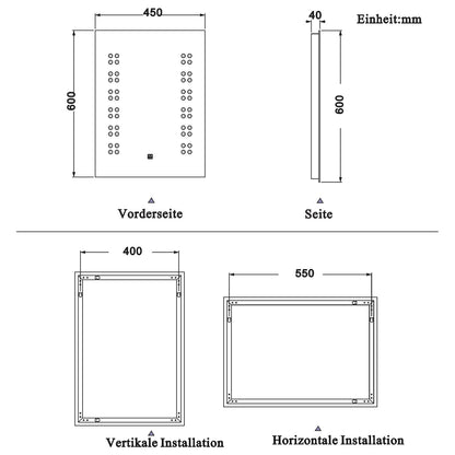 45×60 50×70 cm LED Badspiegel Wandspiegel mit Beleuchtung  Touch Beschlagfrei Kaltweiß