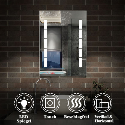 LED Badspiegel Wandspiegel mit Beleuchtung Einzel Touch Beschlagfrei Kaltweiß