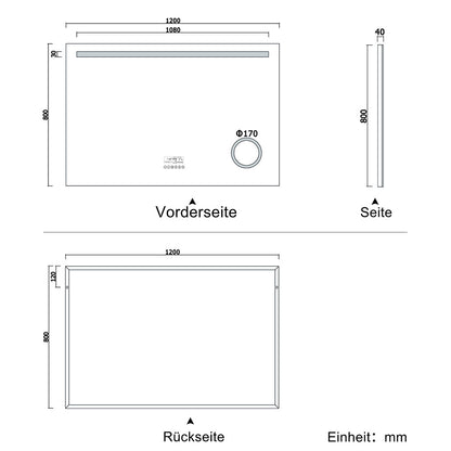 LED Badspiegel 80 bis 140 cm 2 Lichtfarbe Wandspiegel mit Bluetooth, Touch, Beschlagfrei,3-Fach Vergrößerung Schminkspiegel IP44 Kalt/Warmweiß energiesparend