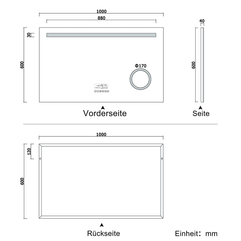 LED Badspiegel 80 bis 140 cm 2 Lichtfarbe Wandspiegel mit Bluetooth, Touch, Beschlagfrei,3-Fach Vergrößerung Schminkspiegel IP44 Kalt/Warmweiß energiesparend