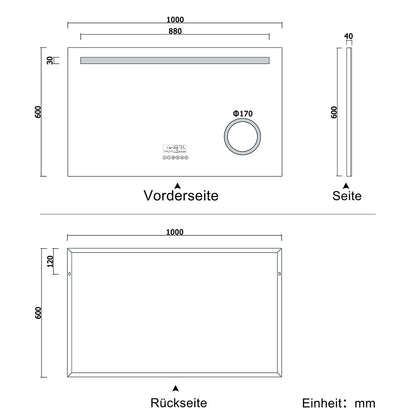 LED Badspiegel 80 bis 140 cm 2 Lichtfarbe Wandspiegel mit Bluetooth, Touch, Beschlagfrei,3-Fach Vergrößerung Schminkspiegel IP44 Kalt/Warmweiß energiesparend