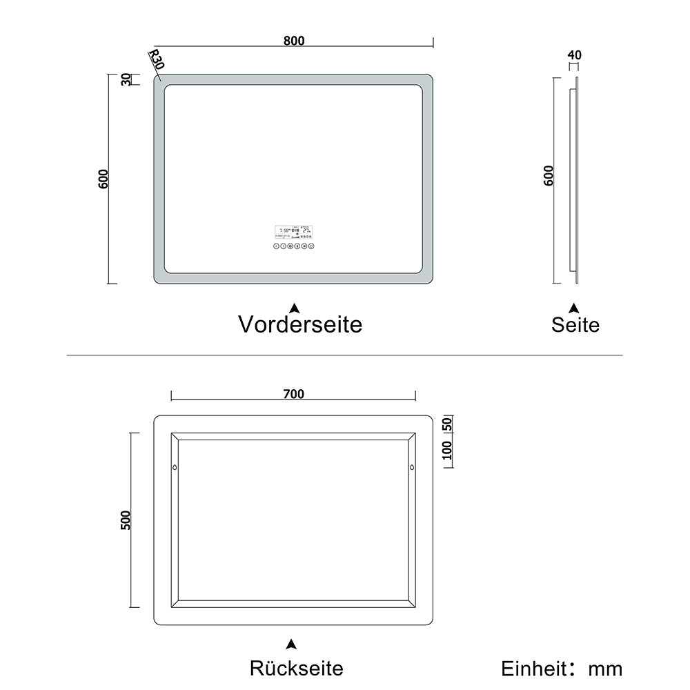LED Badspiegel 70 bis 160 cm 2 Lichtfarbe 2700k/6000K Wandspiegel mit Bluetooth, Touch, Beschlagfrei,IP44 Kalt/Warmweiß energiesparend