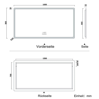 LED Badspiegel 70 bis 160 cm 2 Lichtfarbe 2700k/6000K Wandspiegel mit Bluetooth, Touch, Beschlagfrei,IP44 Kalt/Warmweiß energiesparend