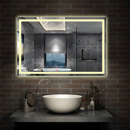 LED Badspiegel 80-120 cm Warmweiß Wandspiegel mit Beleuchtung EINZEL Touch Beschlagfrei