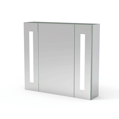 LED Spiegelschrank LISA 65x60cm Badspiegel mit Beleuchtung, Aluminium, Doppelseitiger Spiegel, IR-Sensor Schalter, Rasier Steckdose, Beschlagfrei