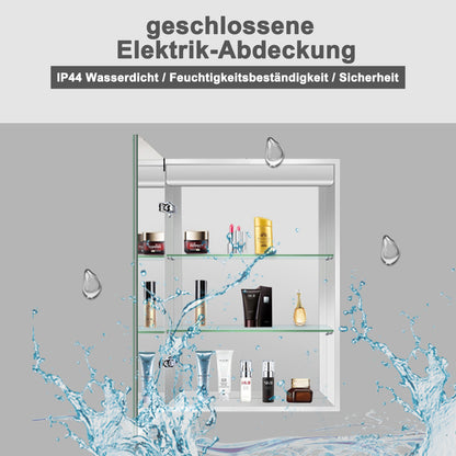 LED Spiegelschrank ELSA 50x70cm Badspiegel mit Beleuchtung, Aluminium, Doppelseitiger Spiegel, IR-Sensor Schalter, Wandspiegel Badezimmerschrank