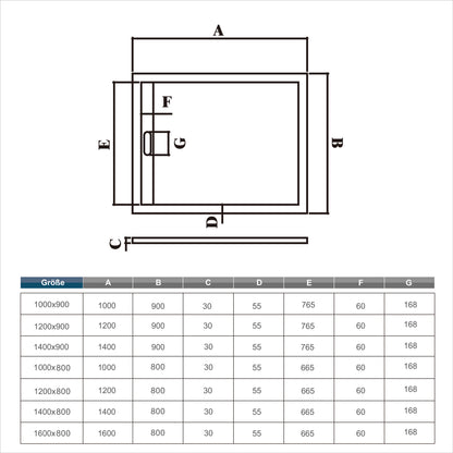 Rechteck Duschtasse Stein-Effekt Duschwanne Für Duschkabine Schwarz