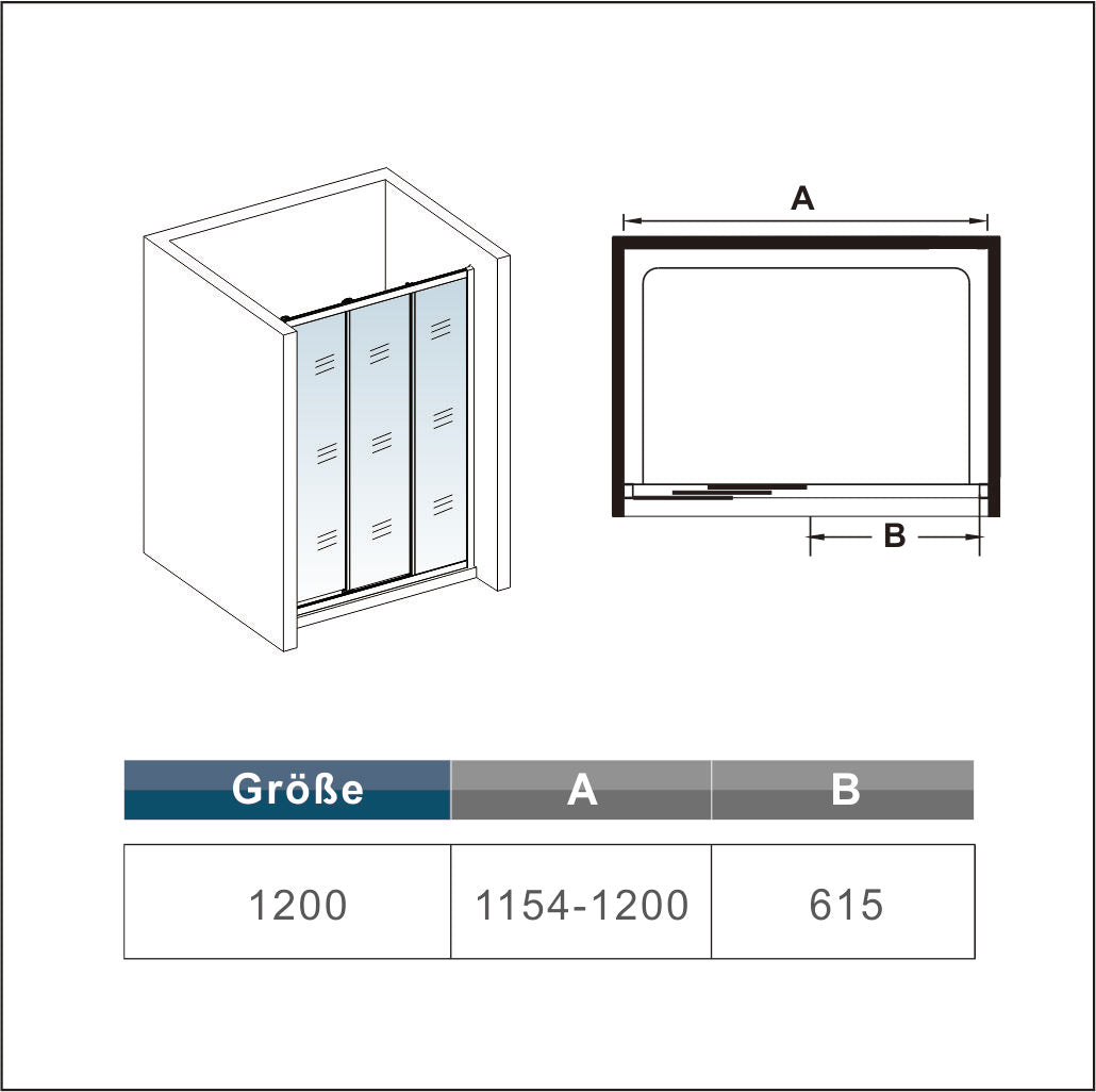 120x195cm Duschabtrennung Duschwand Schiebetür Duschkabine 6mm NANO Sicherheitsglas