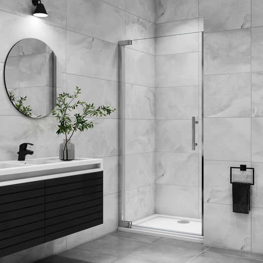 Duschkabine 100 x 185 cm Drehtür in Nische 8mm NANO Glas Dusche