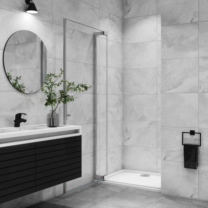 Duschkabine 100 x 185 cm Drehtür in Nische 8mm NANO Glas Dusche