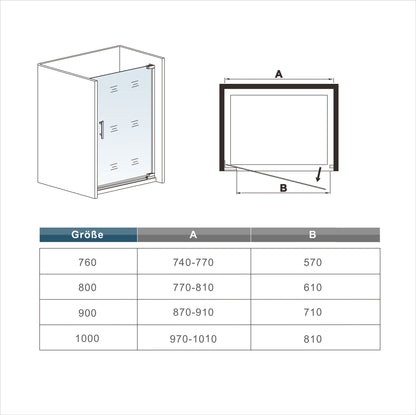 Duschkabine Nische Glas Höhe: 185cm
