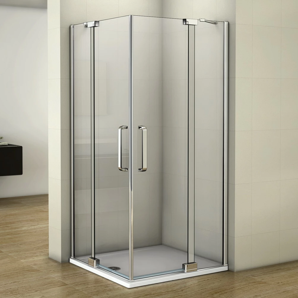 90x90 80x80 Eckeinstieg Eckdusche Duschkabine Glas Höhe: 195cm