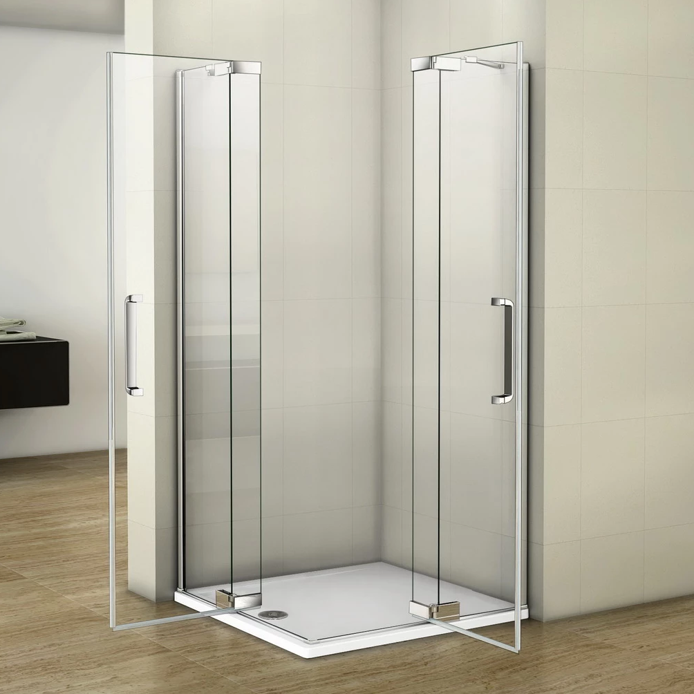 90x90 80x80 Eckeinstieg Eckdusche Duschkabine Glas Höhe: 195cm