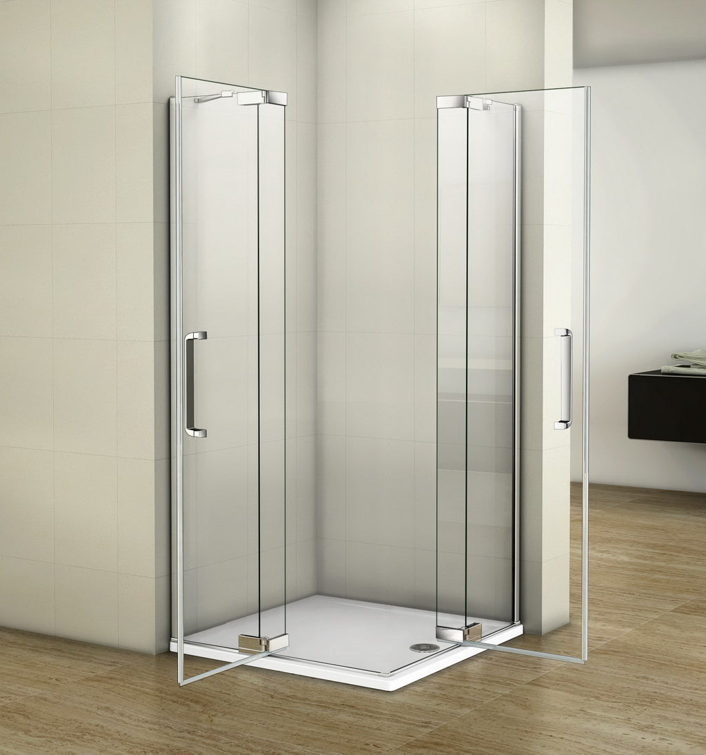 90x90 80x80 Eckeinstieg Eckdusche Duschkabine Glas Höhe: 195cm