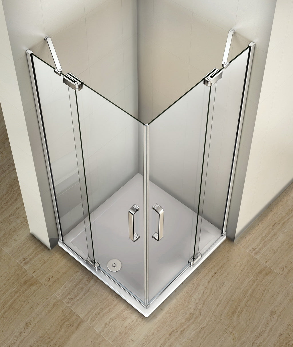 90x90 80x80 Eckeinstieg Eckdusche Duschkabine Glas Höhe: 195cm