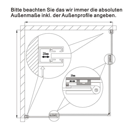 90x90 80x80 Eckeinstieg Eckdusche Duschkabine Glas Höhe: 195cm