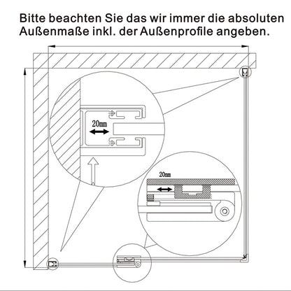 90x90 80x80 Duschkabine Glas