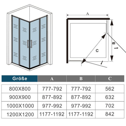 Duschkabine Falttür Drehfalttür Glas