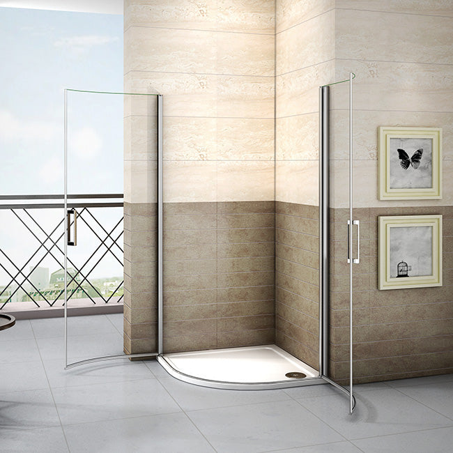 90x90 80x80 Viertelkreis rund Duschkabine Glas Höhe: 195cm