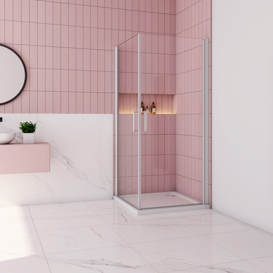 Duschkabine 90x90 Dusche Glas Eckeinstieg mit Drehtür H.185 cm Dusche