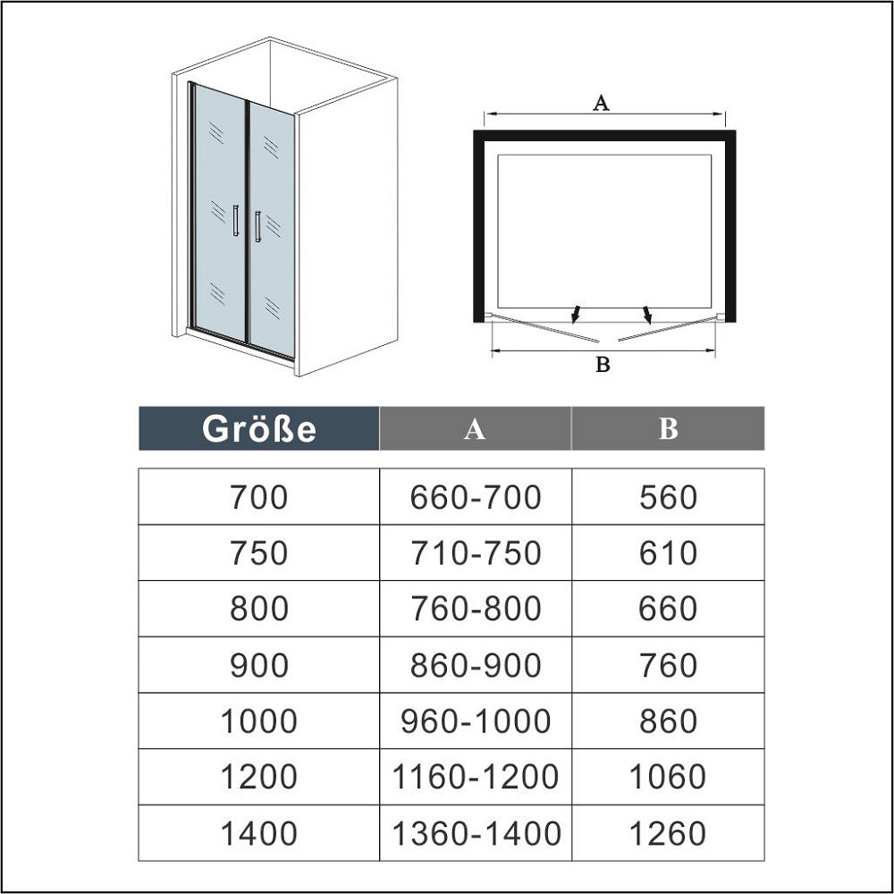 Duschkabine Falttür Drehfalttür Glas