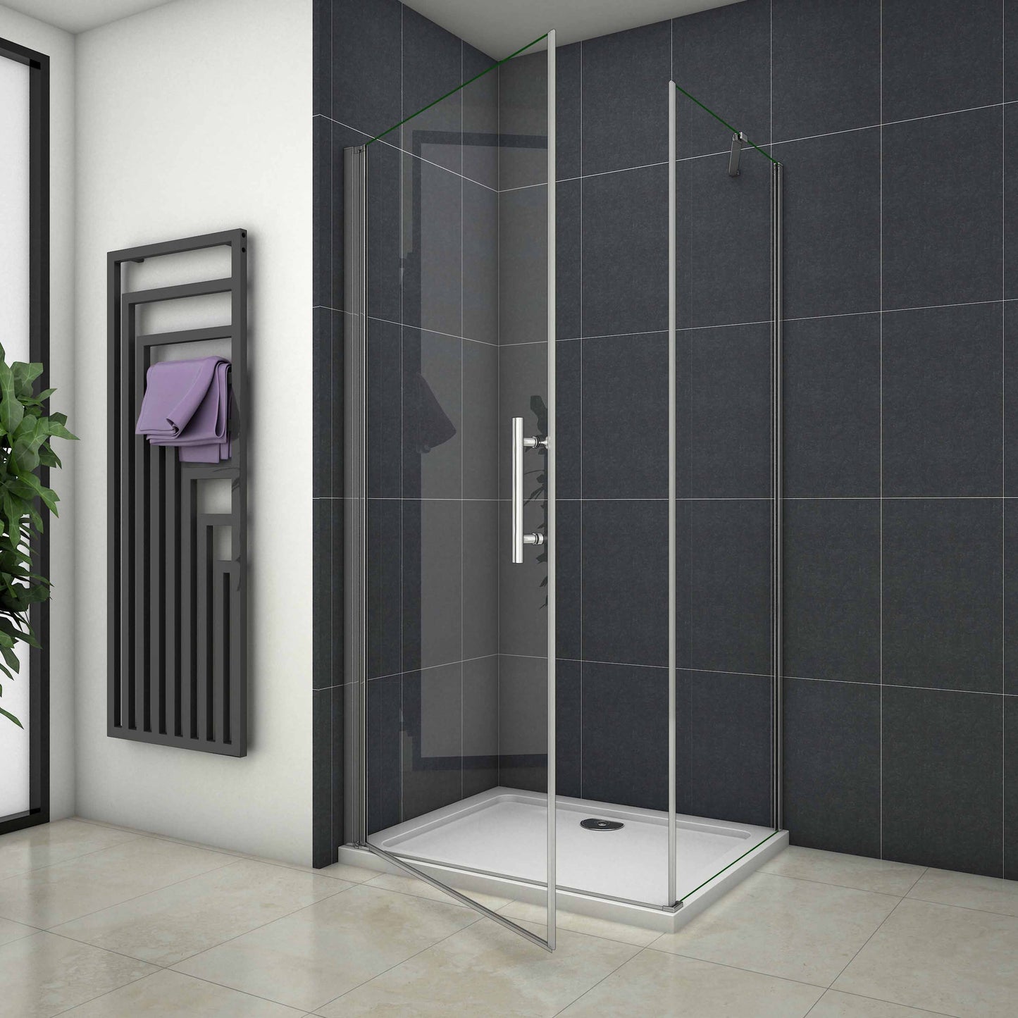 Duschkabine Drehtür Glas Höhe: 185cm