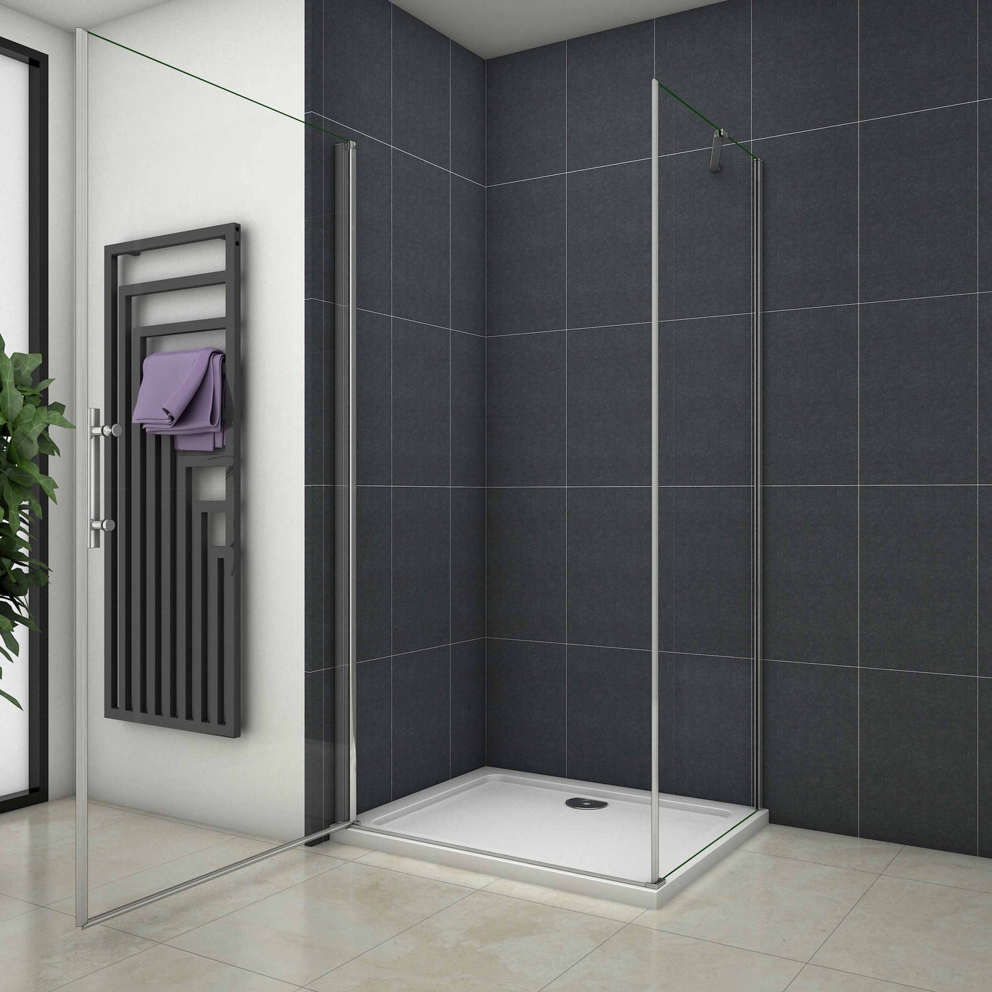 Duschkabine Drehtür Glas Höhe: 185cm