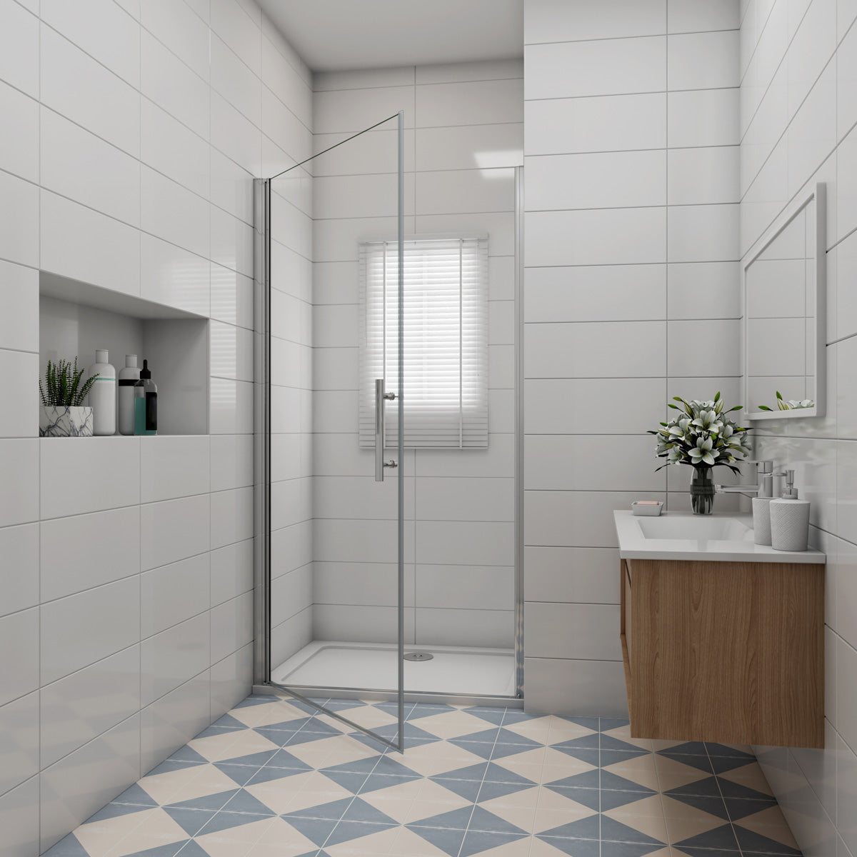 Drehtür dusche 100 x 180 cm Duschtür Nische NANO Glas