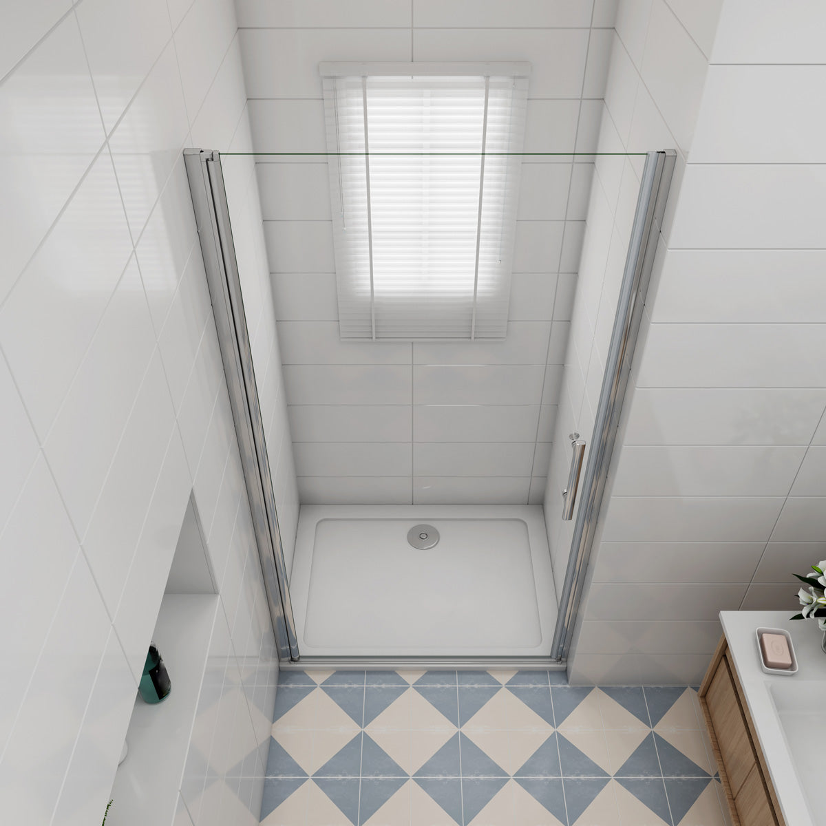 Drehtür dusche 100 x 180 cm Duschtür Nische NANO Glas