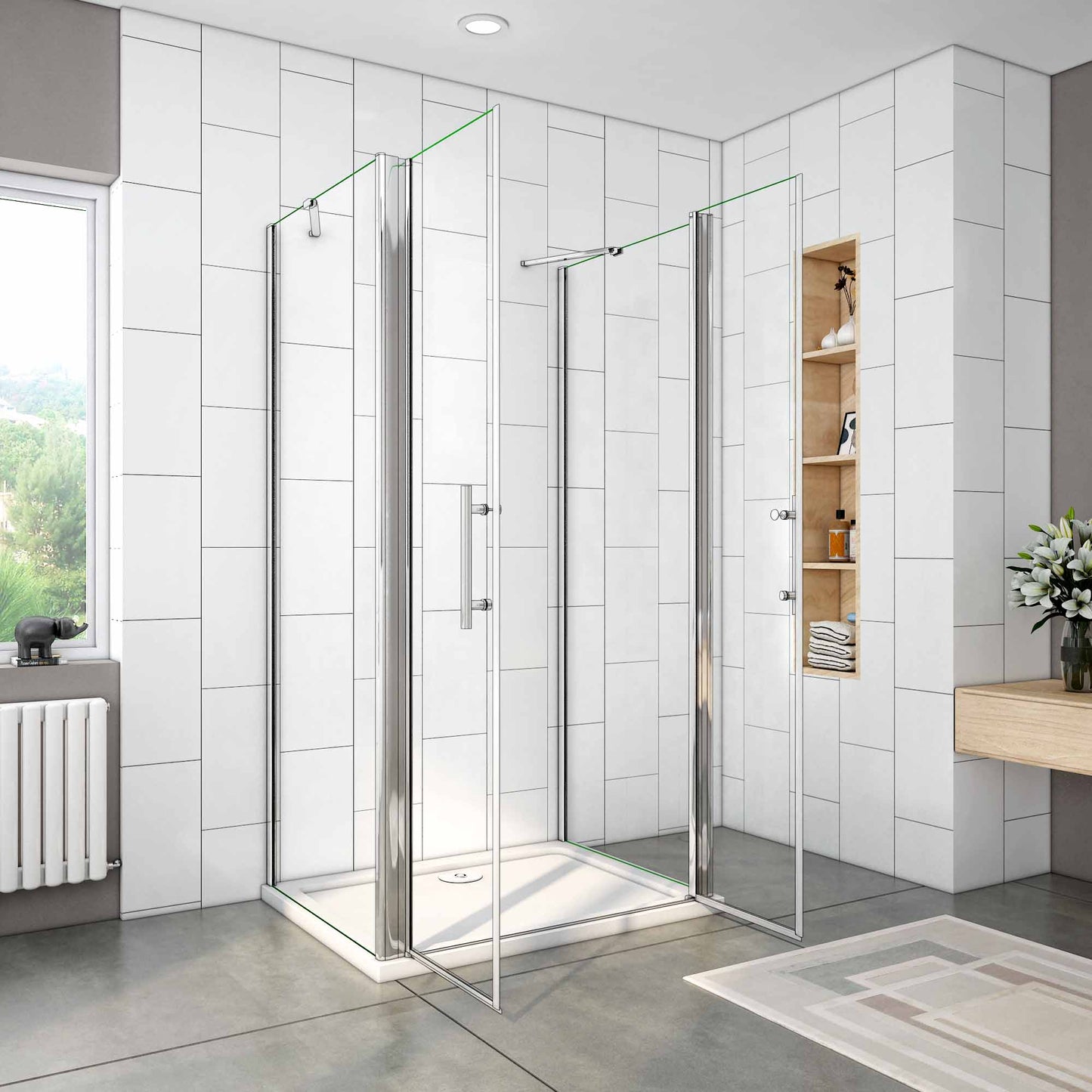 Duschkabine Falttür Drehfalttür Glas