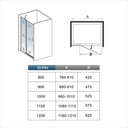 Duschkabine Falttür Drehfalttür Glas