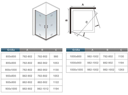 Duschkabine Falttür Drehfalttür Glas