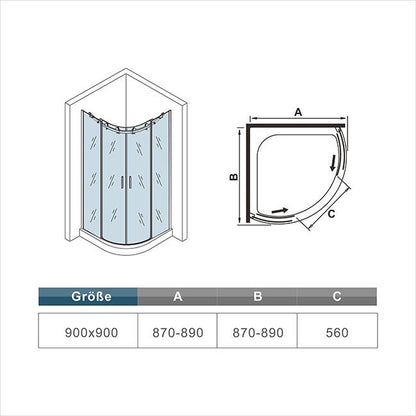 Duschkabine Falttür Drehfalttür Glas