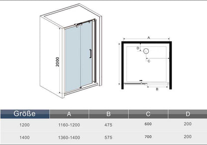 Duschkabine Glas Höhe: 200cm