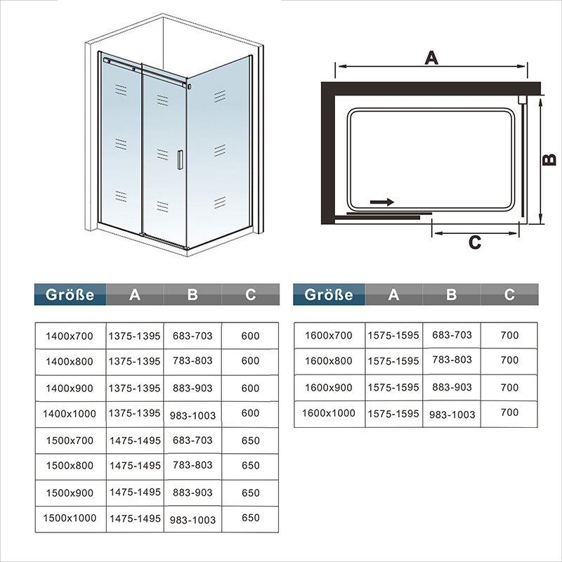 Duschkabine Falttür Drehfalttür Glas