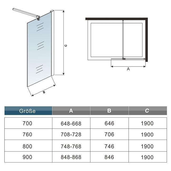 Duschkabine Falttür Drehfalttür Glas