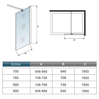 Duschkabine Falttür Drehfalttür Glas