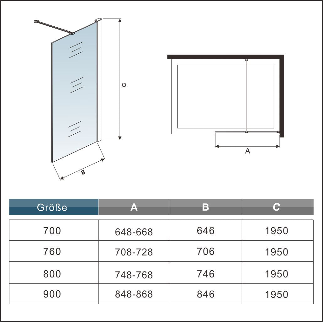 Duschkabine Falttür Drehfalttür Glas