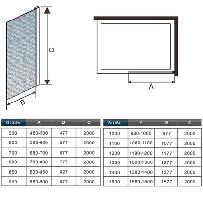 Duschkabine Duschwand Walk in dusche Glas Höhe: 200cm