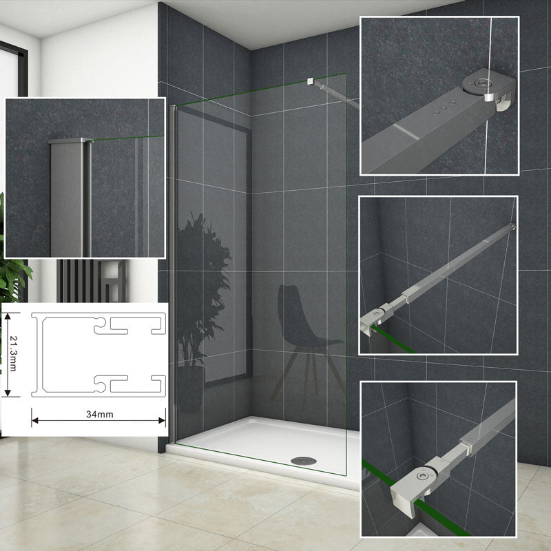 Profil und Stabilisierungsstange nur passend für 200cm Höhe Walk in Duschwand Ohne Glas