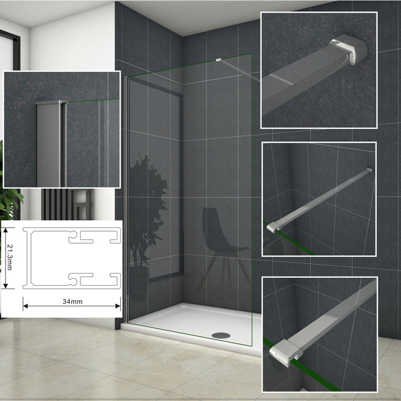 Profil und Stabilisierungsstange nur passend für 200cm Höhe Walk in Duschwand Ohne Glas