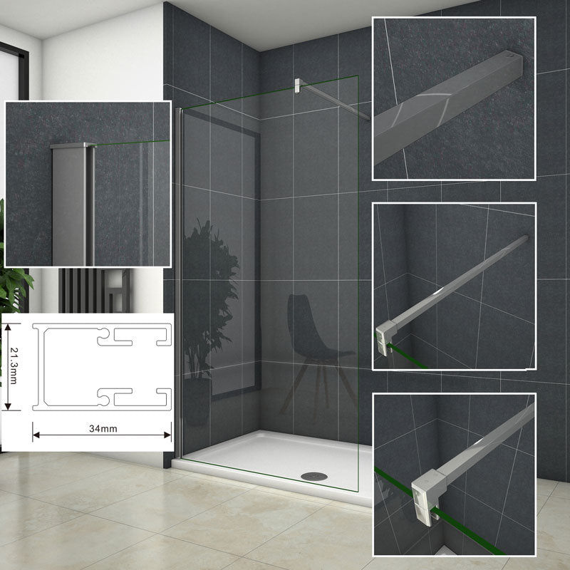 Profil und Stabilisierungsstange nur passend für 200cm Höhe Walk in Duschwand Ohne Glas